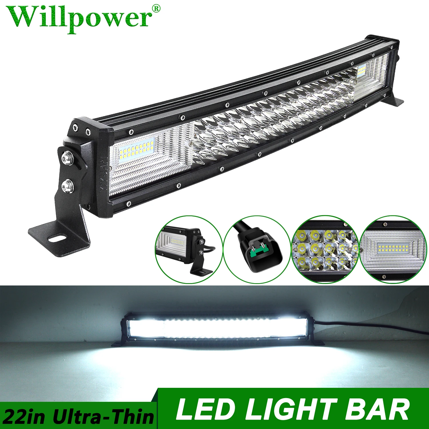 

SUV Car Bumper Fog Light 270W 22 inch Curved LED Light Bar For Jeep Chevy 4x4 Truck Offroad Pickup Driving Lamp Slim Lightbar