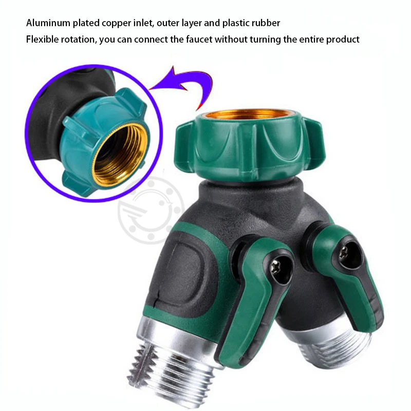 Garden 2-Way Distributor Water Flow Zinc Alloy Y Hose Splitters Connector Regulable Practical Faucet Garden Water Connectors