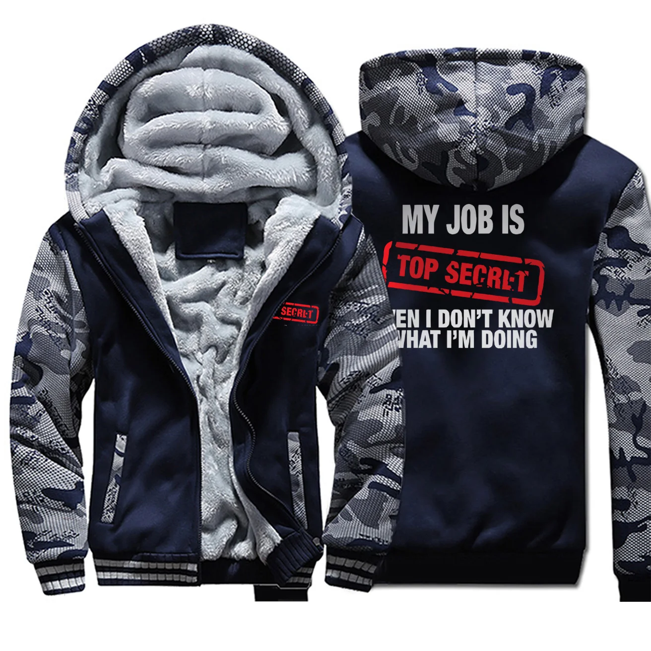 Забавный принт с буквами MY JOB IS TOP SECRET Мужская толстовка зимнее толстое пальто уличная хип хоп мужские куртки модные брендовые Топы