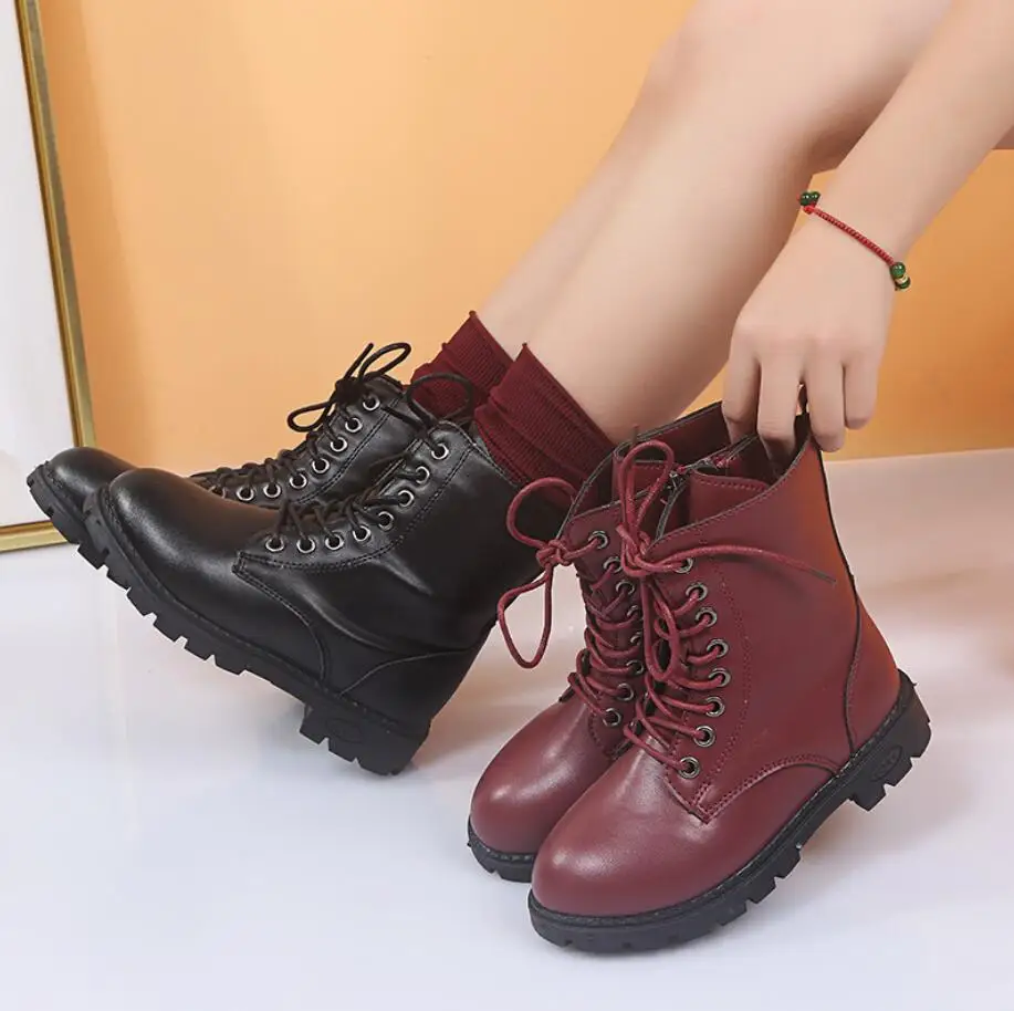 Children's Shoes Autumn Winter 2021 Baby Korean Version of Short Martin Boots Leather Waterproof Kids Girls &Boys Snow Boots