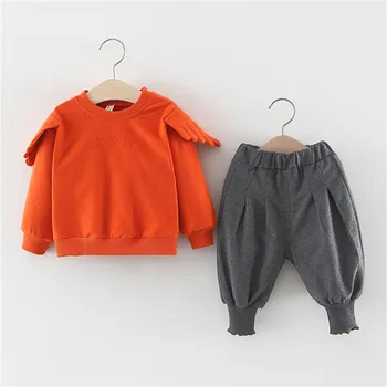 

Girls suit spring and autumn infant children wing sweater two-piece suit baby