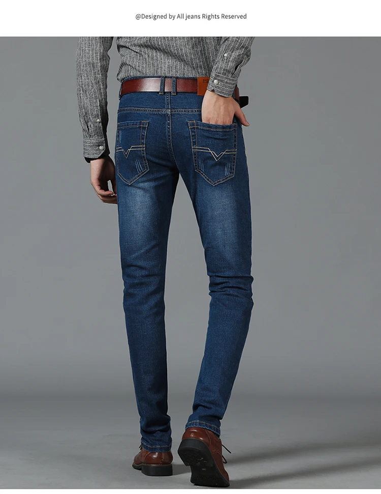 Бренд Для мужчин джинсы модные Для мужчин черный Лидер продаж Мужские брюки Повседневное Slim fit прямые волосы на микро-прямые джинсы деловые, casual F09D