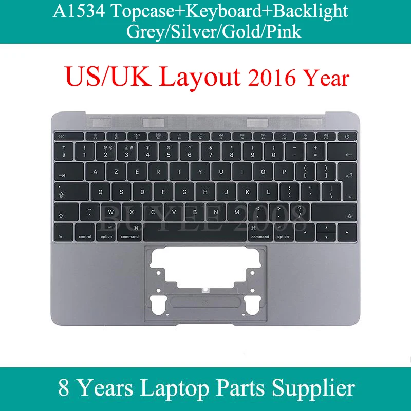 

Для Macbook Air 12 "A1534 Topcase US UK Клавиатура с подсветкой 2016 год оригинальный ноутбук US Клавиатуры серебро золото серый розовый