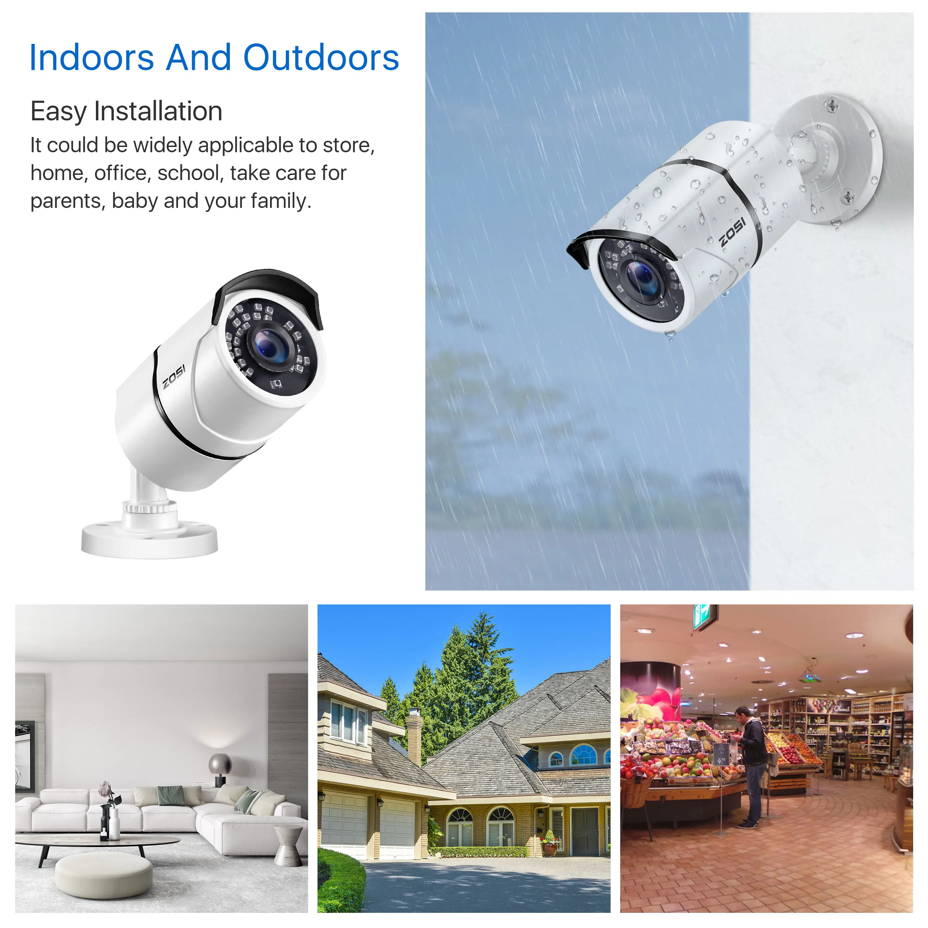 ZOSI 8CH CCTV AHD CVI TVI CVBS 1080P DVR водонепроницаемые ИК Наружные камеры безопасности 2 МП