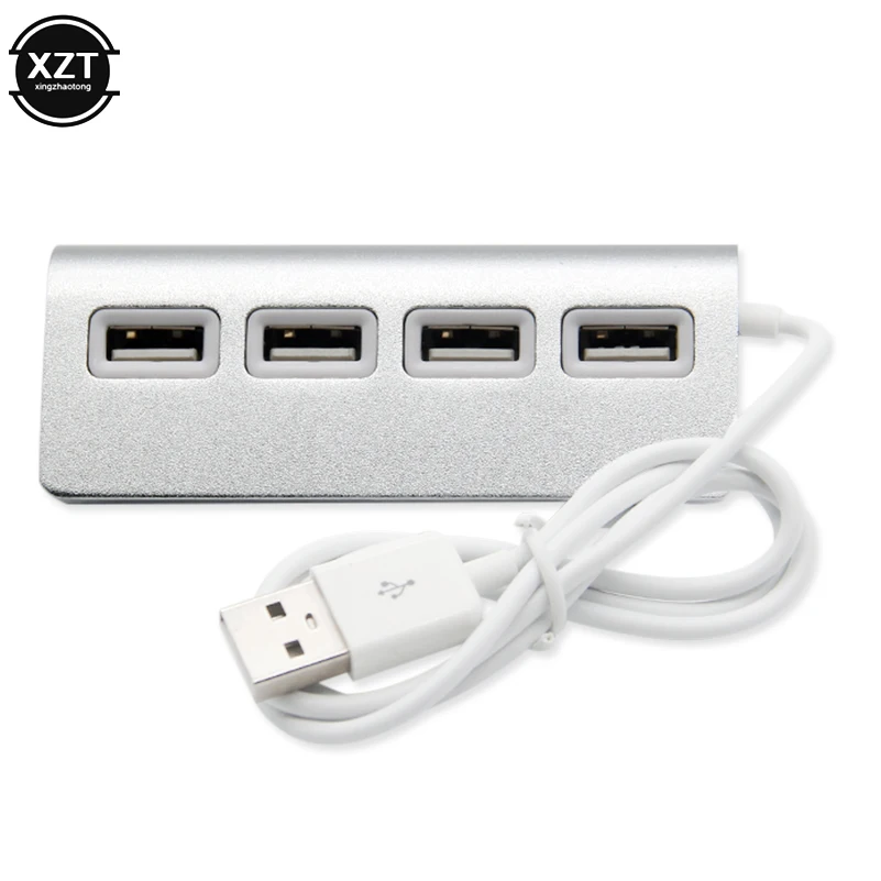 USB 허브 4 포트 USB 2.0 포트 고속 휴대용 OTG 알루미늄 USB 분배기 케이블 어댑터, 애플 맥북 에어 노트북 PC 태블릿