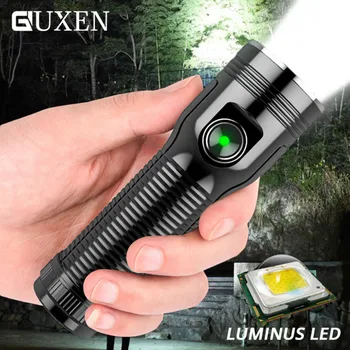 

Powerful Luminus LED Flashlight USB Rechargeable Spotlight Waterproof Glare Long Shot Torch Use 26650 Battery for Outdoor Light