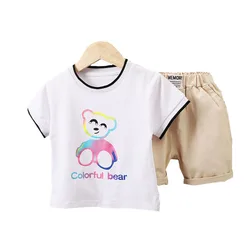 Novo verão crianças meninas roupas de algodão do bebê menino dos desenhos animados t camisa shorts 2 pçs/sets crianças infantis roupas da criança casual agasalho