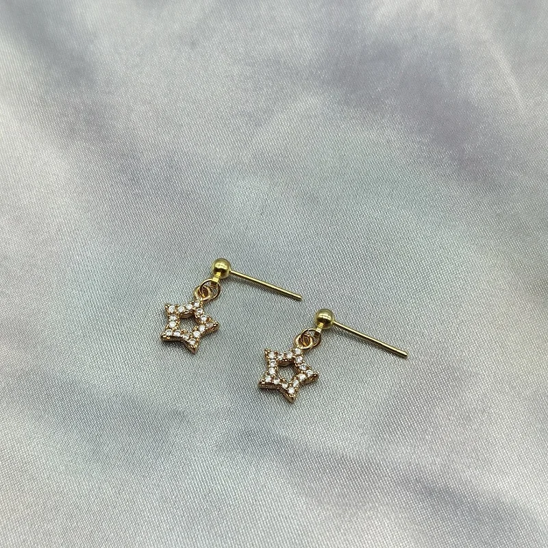 

Cute Korea Fashion Drop Earring Plated Gold Zircon S925 Silver Needle Earrings For Women Elegant Texture Jewelry New Arrival