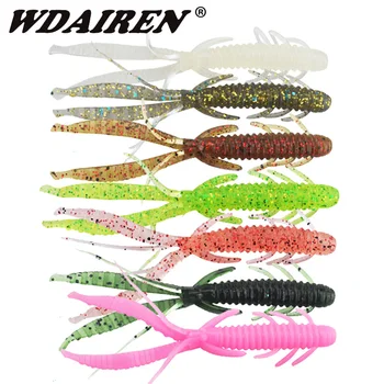 

12Pcs 75mm 1.8g Insect Fishing Lure Jig Wobbler soft Bait Swimbait Bass Shrimp Flavor Additive Silicone Saltwater Fishing Tackle