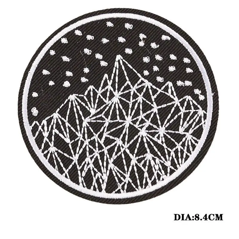 Пейзаж масляной живописи железа на патчи для одежды милый Diy вышивка полоса патчи значки аппликаций на детской одежды - Цвет: White