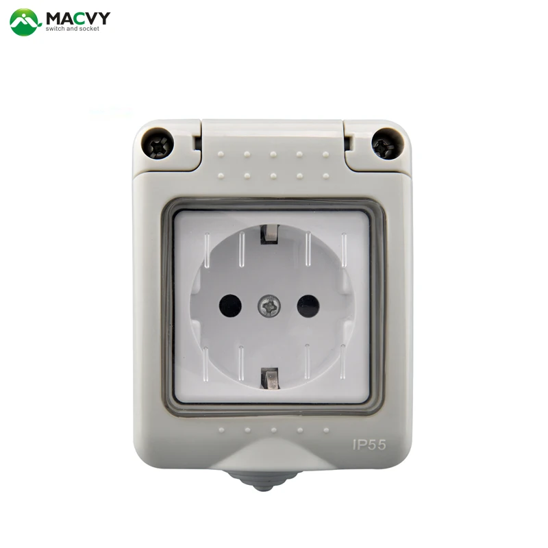 MACVY Outdoor Waterproof Socket Wall Power Plug Windproof Rain-Proof Standard 1Gang 250V | Обустройство дома