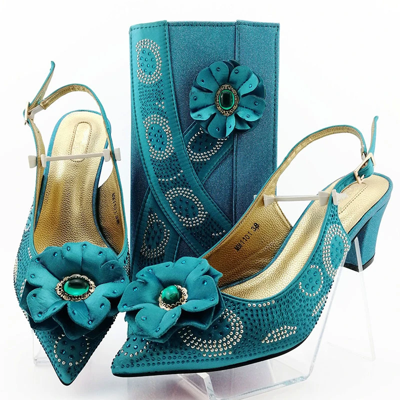 New Spring Shoes Platform Women Shoe and Matching Bag for Nigeria Party High Quality Italian Shoe and Bag Set for Party In Women - Цвет: Синий