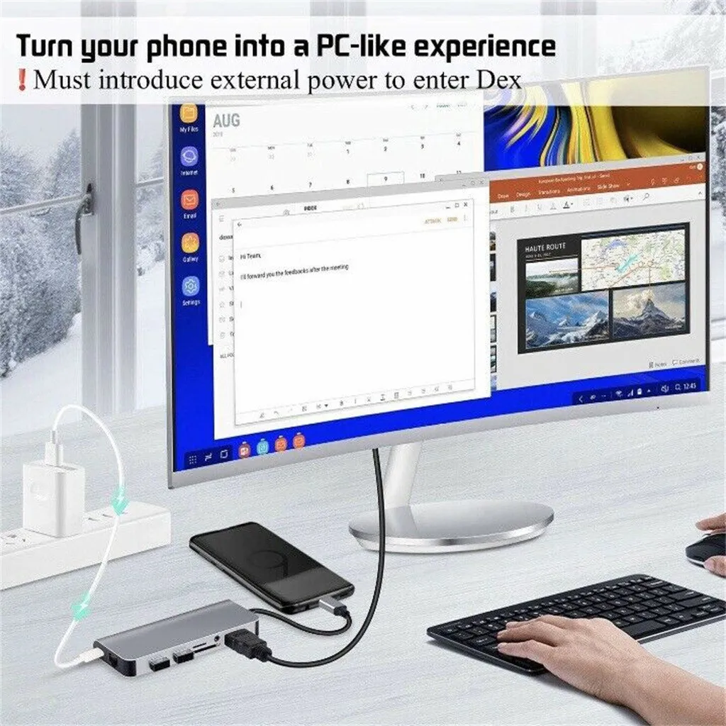 Computer Peripherals 8 In1 Usb-c To Type-c Usb3.0 Hdmi 4k Vga Rj45 Adapter Hub Multi-function Dock Компьютерная Периферия #21