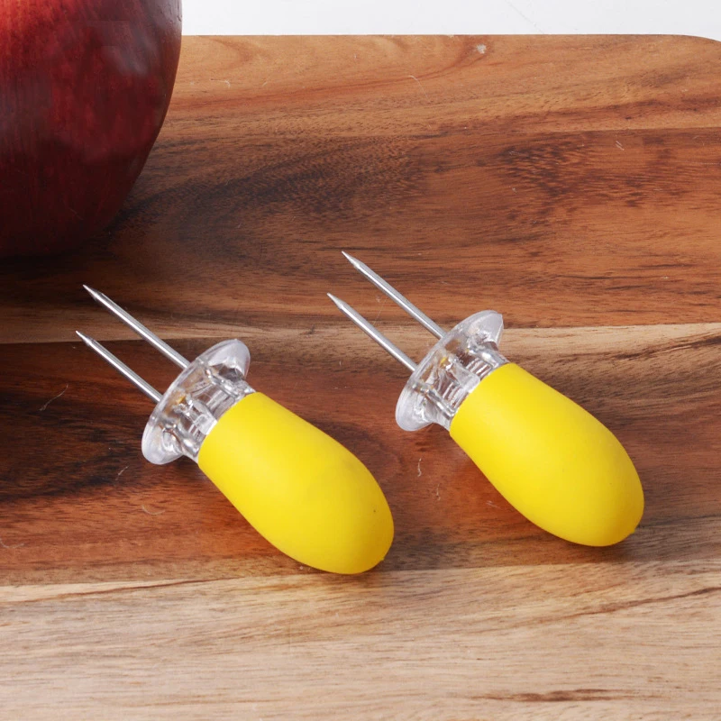 10pcs Corn Forks Heat-resistant Small Stainless Steel Corn Holders Food Forks BBQ Tool for Picnic Camping Barbecue corn fork bbq tool