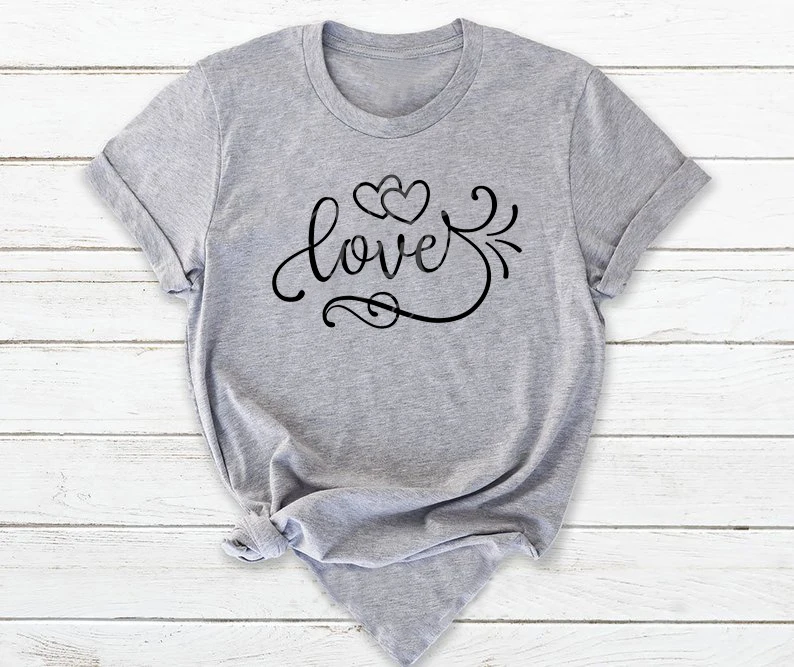 Женская модная хлопковая Повседневная футболка с надписью love big heart Милая kawaii