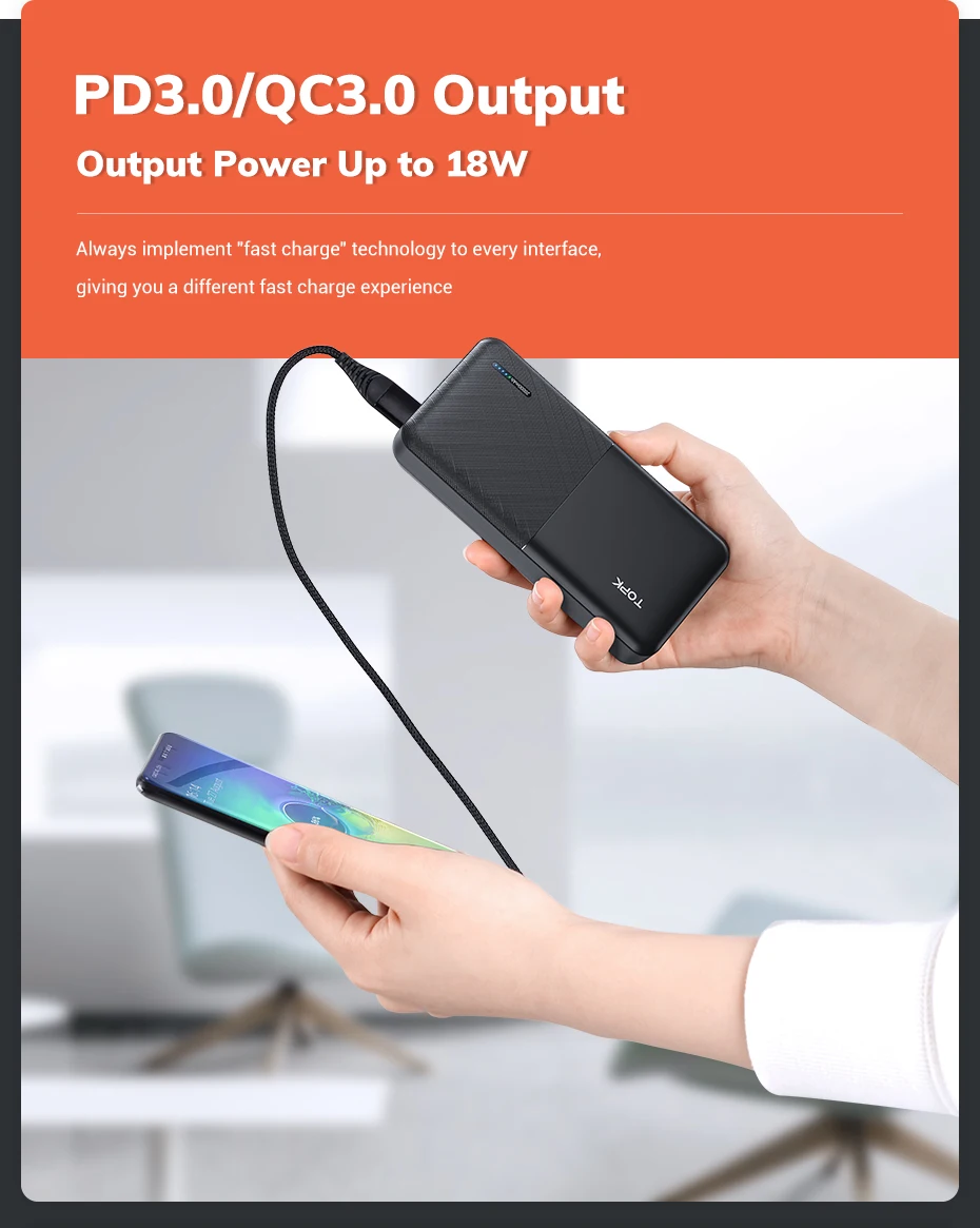 TOPK I2009Q Power Bank 20000mAh External Battery Quick Charger 3.0 USB Type C PD 3.0 Fast 18W Powerbank for iPhone Xiaomi Mi 9 8 portable charger for android