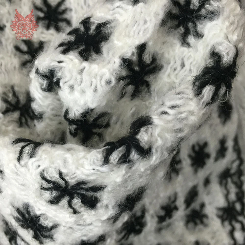 Италия холлоут стиль Вязаный вышитый жаккард смесь шерсть ткань одежда для зимы свитер шарф tessuto di lana SP5905