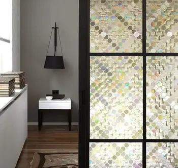 

90*200Cm PVC Rainbow Decorative 3D Tint Window Film Privacy Window Opaque Film Sticker No-Glue Static Stickers Home Decor Vinyl