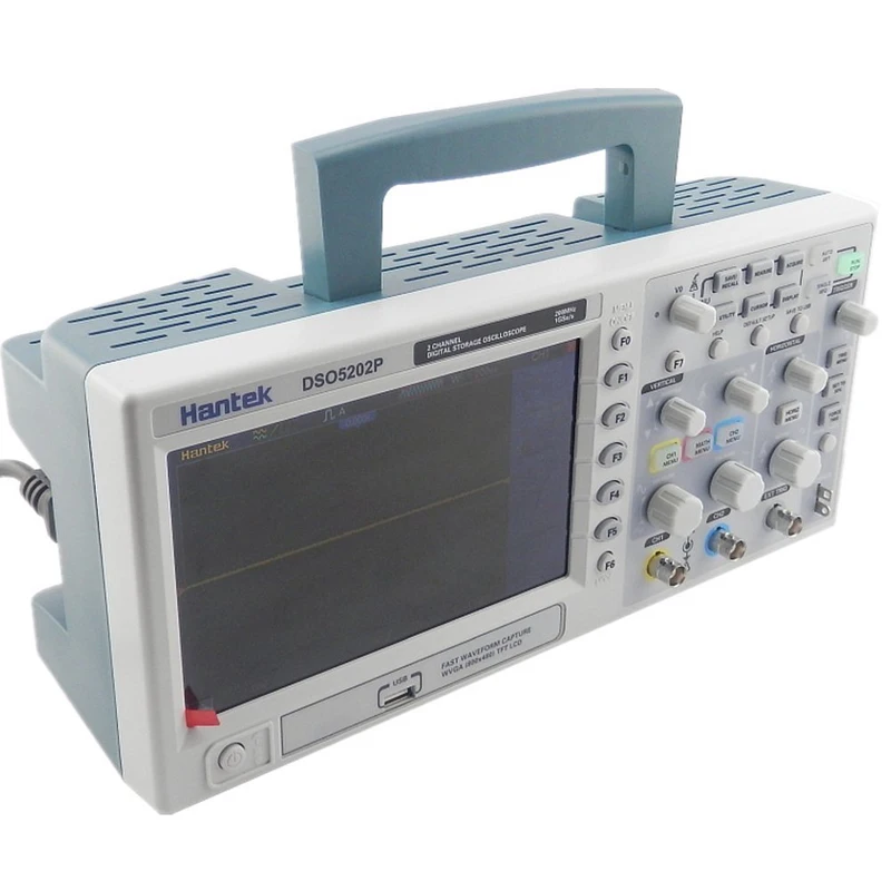 Hantek DSO5202P цифровой осциллограф 200 МГц полоса пропускания 2 Каналы 1GSa/s 7 дюймов TFT ЖК-дисплей ПК USB Портативный осциллограф