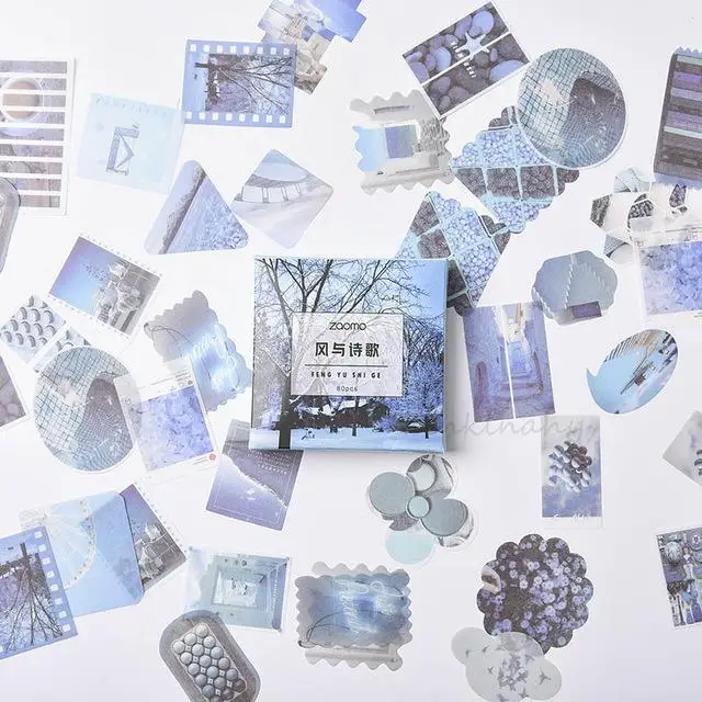 80 X Korean Decoration Stickers Flowers Bullet Journal Decorative Sticker Diary Stationary Album Sticker Flakes Scrapbooking - Color: 6