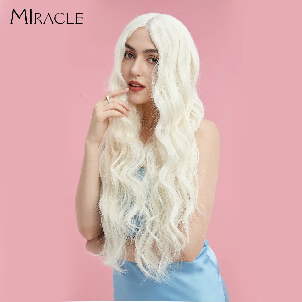 Synthetic Loose Deep Wave Lace Wig For Women Lolita While Wig 613 White 29Inch Ombre Blonde Cosplay Wig Heat Resistant