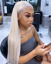 Recto 613 rubia Color degradado 13x4 transparente Peluca de encaje de cabello humano sin costuras nudos blanqueados 4x4 Closure13x6 peluca Frontal de encaje