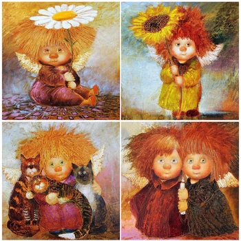 

5D Diy Diamond Painting Full Square Flower Angels Cross Stitch Kit Diamond Embroidery Mosaic Pictures Of Rhinestones Home Decor