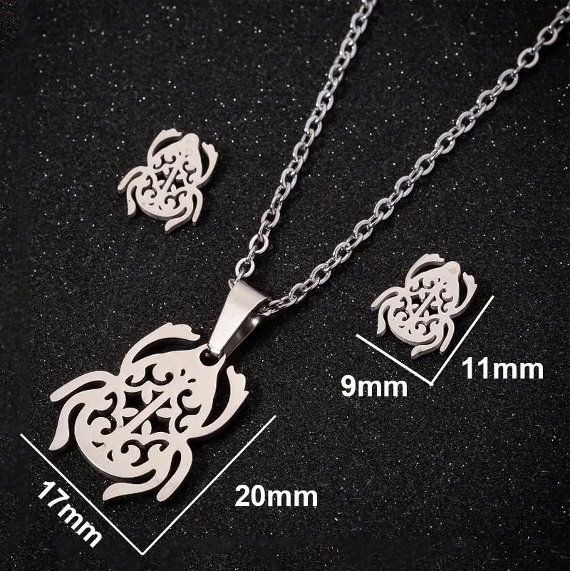Silver Jewelry Hfarich набор ювелирных изделий из нержавеющей стали элегантный Микки бабочка из нержавеющей стали ожерелье серьги набор любовника обручальное колье - Окраска металла: Silver Jewelry