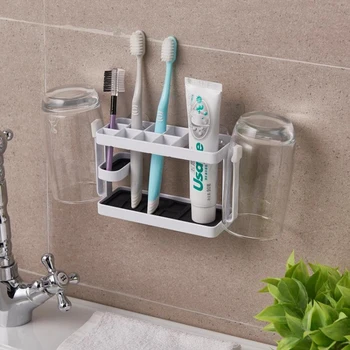 

Double Layer Toothbrush Holders Desktop Hanging Cup Shelfs Multiple Lattice Toothpaste Iron Racks Bathroom Organizers Products