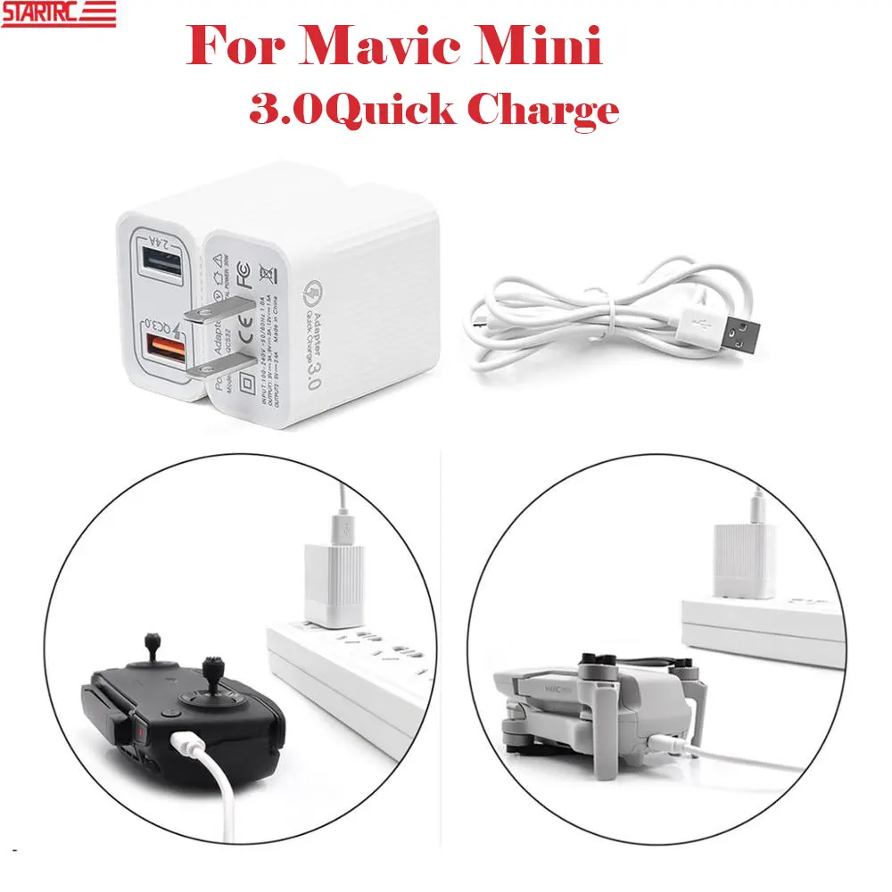 Mavic Mini3.0 адаптер для быстрой зарядки с двумя портами usb разъем для зарядки с кабелем QC 1 м для DJI Mavic Mini Drone аксессуары