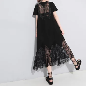 

Women's Wear Hollow Out Angel Wings Lace Splicing Fishtail maxi long elegant Dress