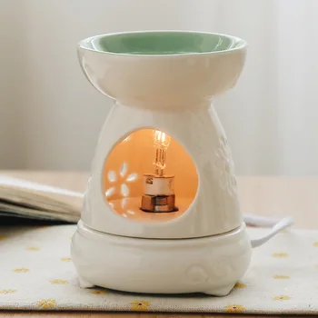 

Electric Candle Incense Burner Ceramic White Bedroom Aromatic Diffuser Portable Aroma Oil Burner Incensario Home Decor MM60XXL