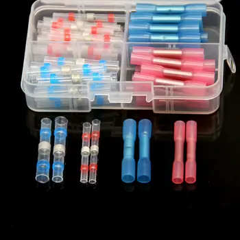 

50Pcs Insulated Heat Shrink Wire Butt Connectors Solder Seal Sleeve Wire Crimp Terminals Connector Waterproof 0.5-2.5 mm2