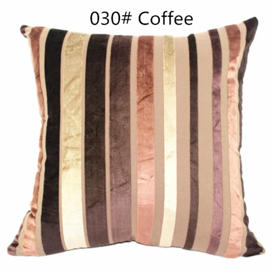 Модная цветная полосатая хлопковая, вискозная, бархатная, замшевая ткань, наволочка для подушки для стула, дивана, домашний декор, 45x45 см, Подушка 30/40/50/60 - Цвет: Coffee Single side