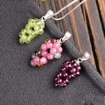 

Natural Grapestone Tourmaline Garnet Pendant For Women Ethnic Handmade Grape Pendant Real Pure 925 Sterling Silver