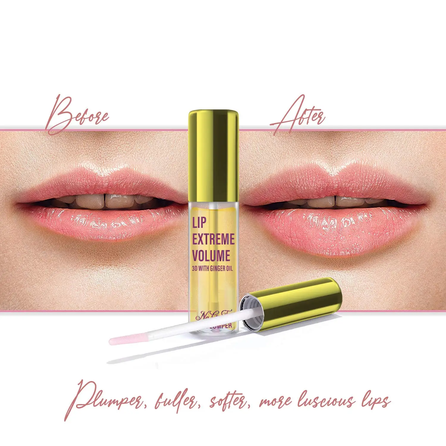 Lip Plumper Gloss Ginger Mint Serum Plumping Oil Lipstick Treatment Enhancer Fuller Hydrated Moisturizer Day Plump Lips Makeup