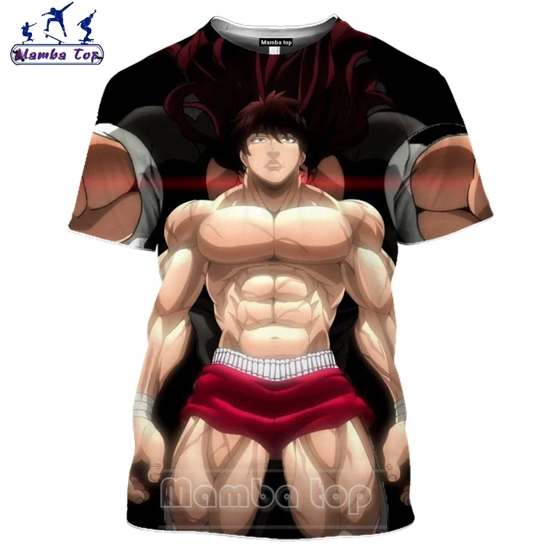 Топ Mamba из японского аниме черная футболка с 3D принтом Grappler Baki боксерский журнал