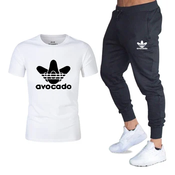 

Summer 2020 hot sale new print T-shirt + trousers 2 Pieces Sets men's leisure sports fitness gym running jogging sportswear