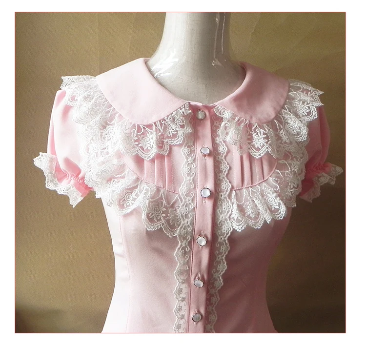 Palace sweet lolita shirt peter pan collar vintage lace victorian dress puff sleeve slim gothic lolita top princess loli cosplay