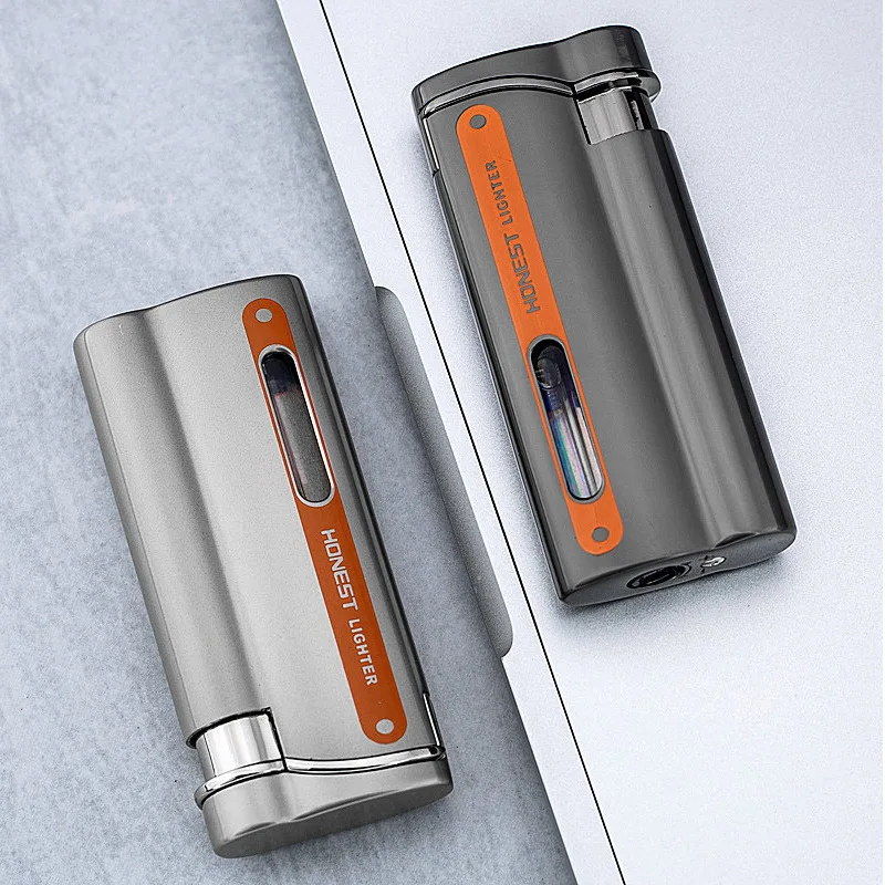 Honest Straight Into The Purple Flame Inflatable Windproof Lighter Transparent Fuel Tank Creative Trend Cool Lighter Gift Formen