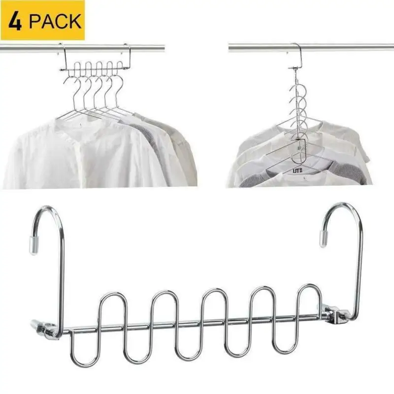 

4PCS 2019 Newest Fashion Household Magic Cloth Hanger Solid Wonder Space Saving Hangers Closet Organizer 4Pack