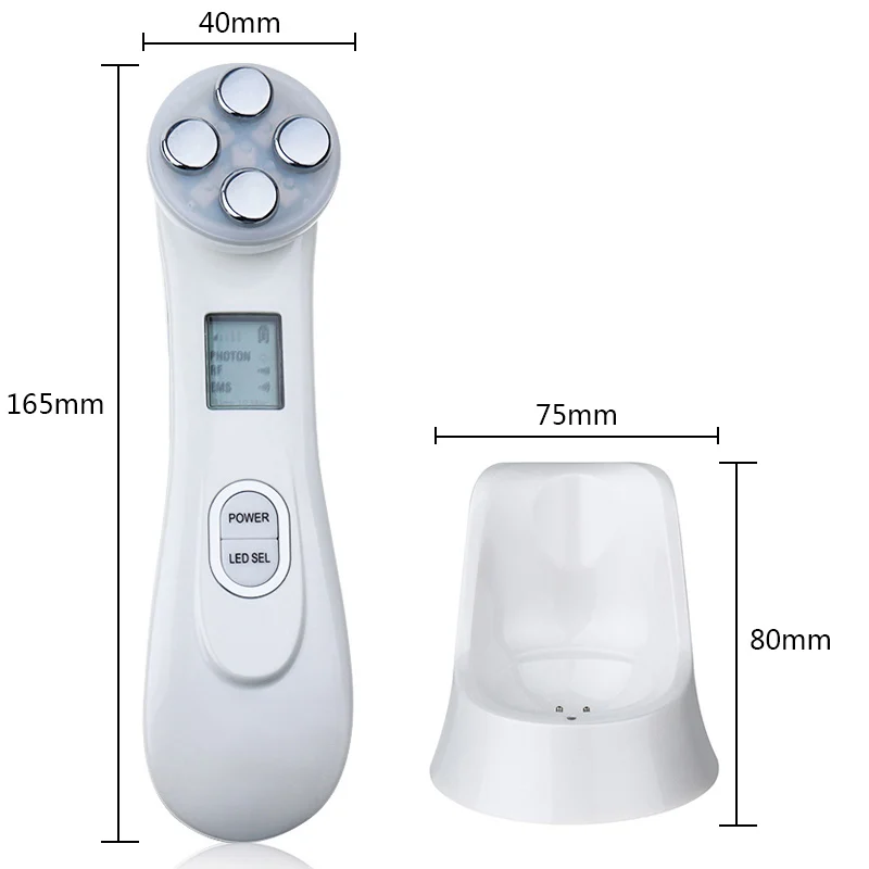 Радиочастотная светодиодный фотон уход за лицом уход за кожей, мезотерапия Электропорация инструмент подъема удаление морщин EMS массажер для лица