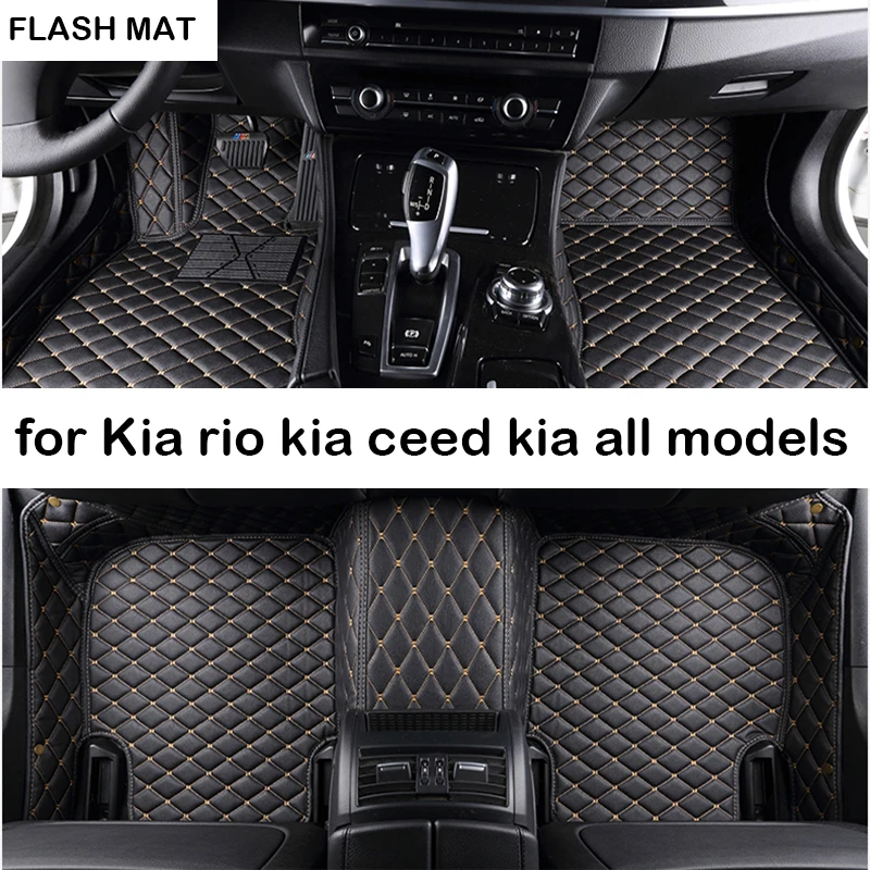 Custom 5 Seat Auto Vloermatten Voor Kia Rio 3 Sportage Ceed Soul Optima Sorento Niro Stinger Sorento Alle Modellen automatten