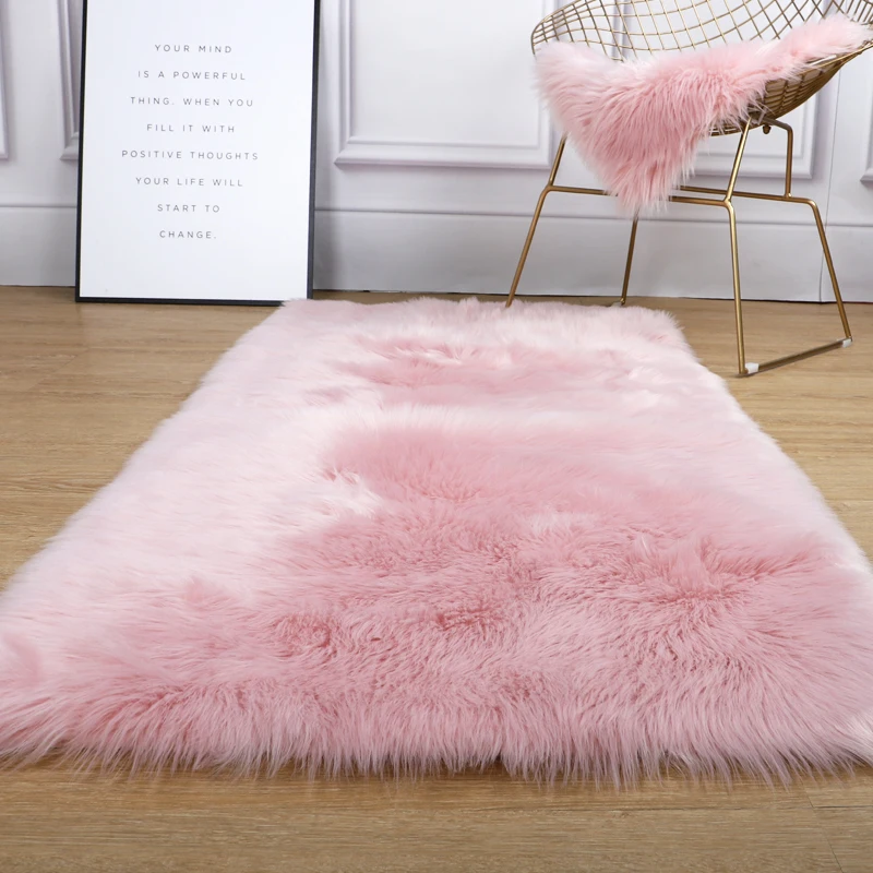 White Plush Rug for Bedroom Soft Faux Fur Carpet living Room Floor Mats Bedside Modern Decoration Thermal Sheepskin Kids Rug