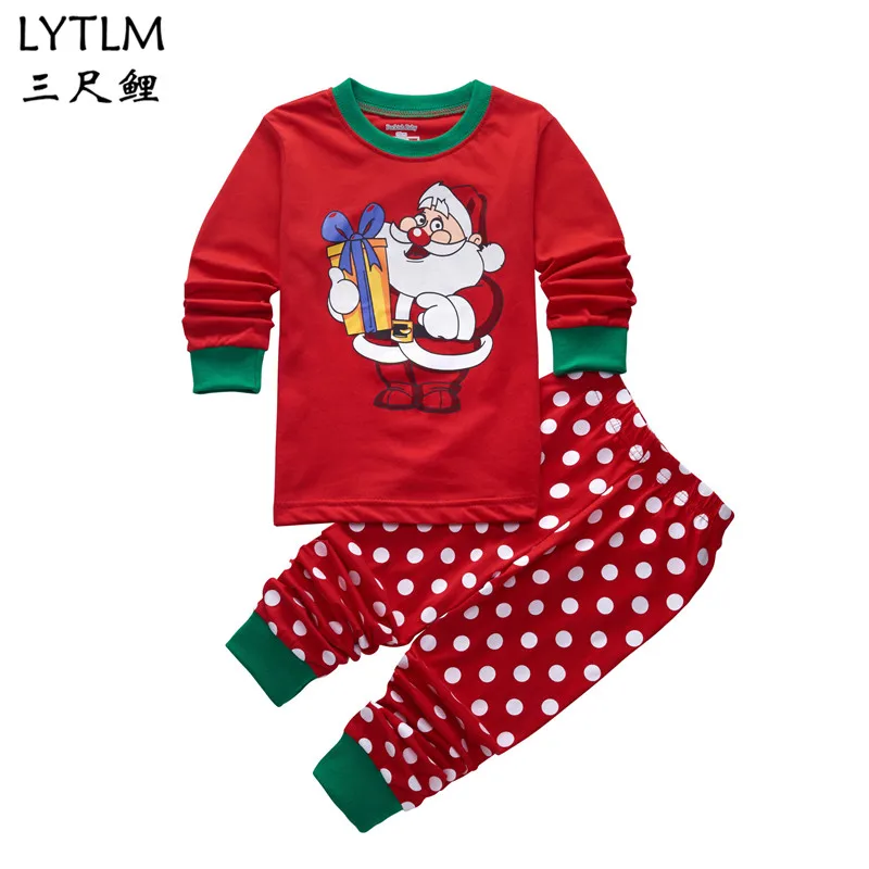LYTLM/комплекты одежды для мальчиков Одежда для детей свитер с рисунком+ штаны, костюм Рождественский подарок, костюм Санта Клауса для детей, хлопок