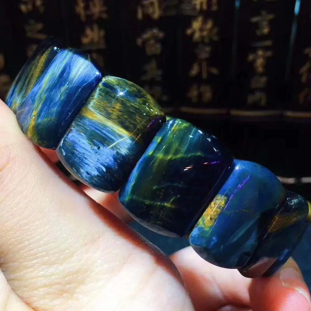 

Natural Namibia Pietersite Bangle Bracelet Blue Gemstone 18x10mm Rectangle Beads Women Men Stretch Crystal Bracelet AAAAA