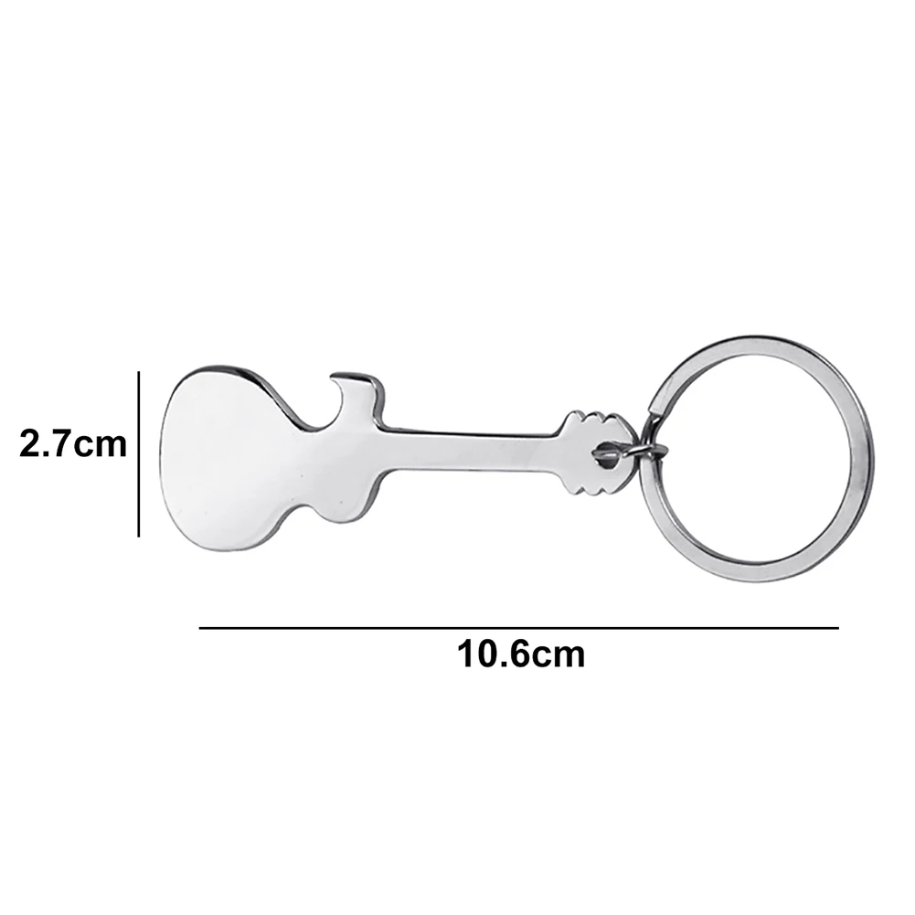 Portable Zinc Alloy Guitar Shaped Beer Bottle Opener Bar Key Chain Ring Holder New