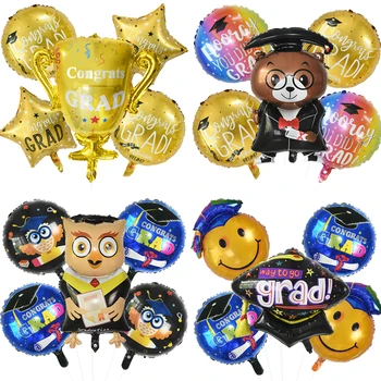 

1Set Graduation Balloons Graduation Party Decorations Bachelor hat owl trophy Star Shape foil helium ballons globos Of 2020