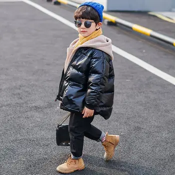

2020 Winter Thicken Warm Parkas Kids Jackets For Boys Hooded Casual Coats Children's Coat Outerwear Cotton Padded Overcoat W598