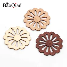 10 шт. 50 мм DIY деревянные цветы деревянные фишки висячие украшения ремесла принадлежности для скрапбукинга ручной работы шитье украшения дома